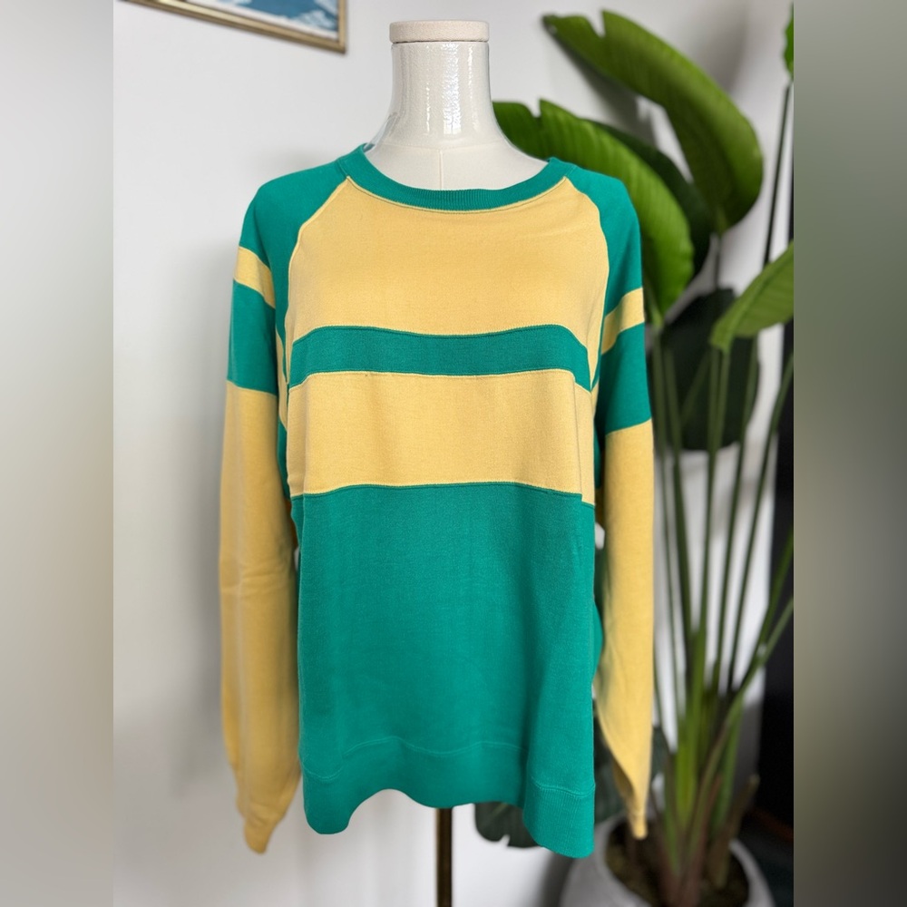 Vintage Colorblock Green and Yellow Sweater
